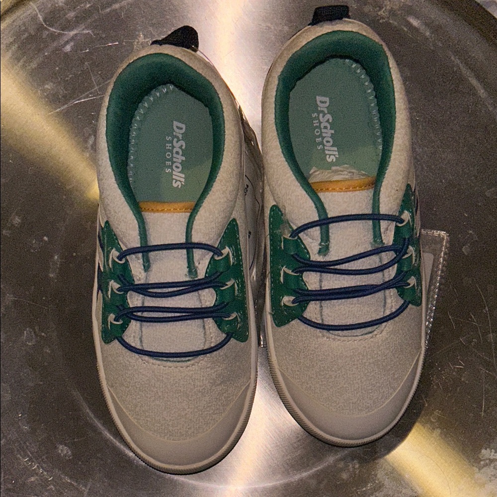 Toddler White and Teal Sneakers with Navy Laces - Dr. Scholl’s 10M